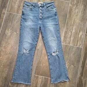 7 For All Mankind Luxe Vintage Ultra High Rise slim kick Button-Fly Jeans